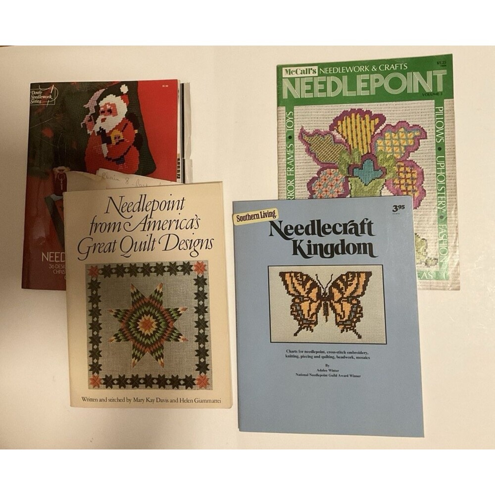 Needlepoint Pattern Books Lot Of 4 Vintage 1974